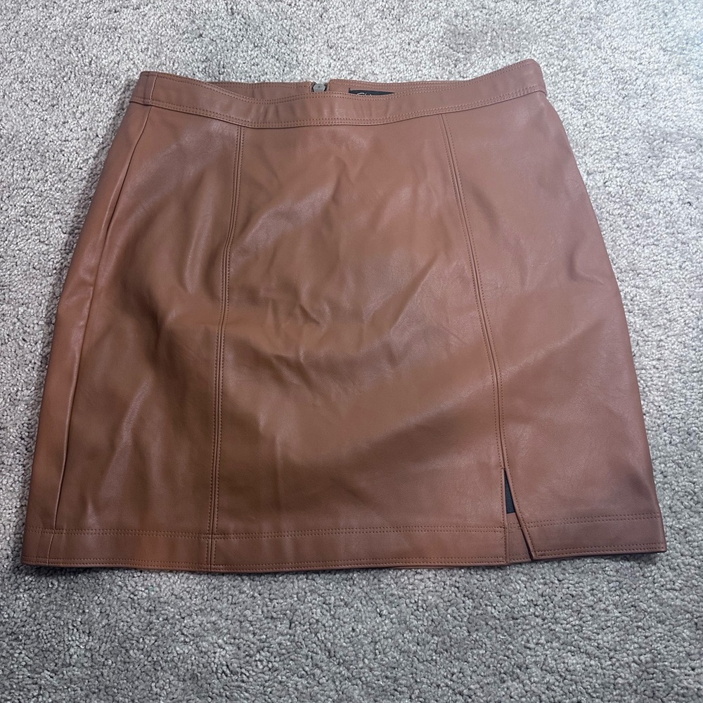 Shinestar Brown Mini Pencil Skirt with Slit